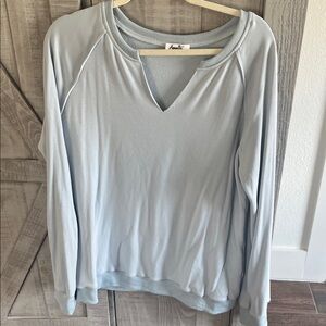 Tall ladies! Amalli Talli Light Blue V-Neck Sweatshirt